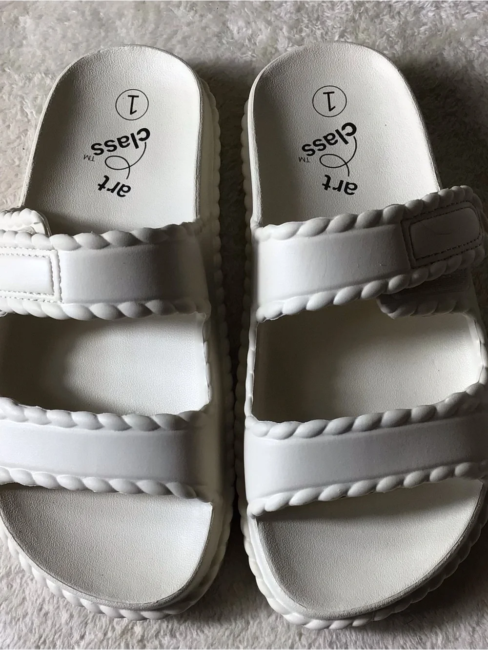 art class White Kids' Double-Strap Slide Sandals